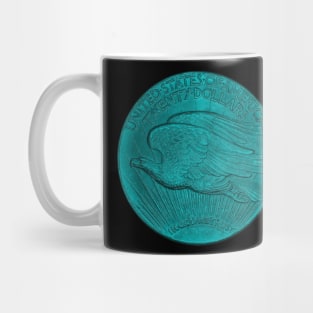 USA Twenty Dollars Coin in Turquoise Mug